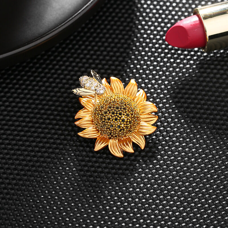 Jeulia Sonnenblume & Biene Design Brosche