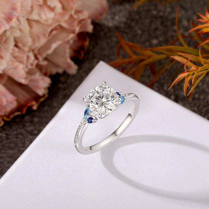 Jeulia Leaves Design Custom Engagement Cluster Ring Milgrain