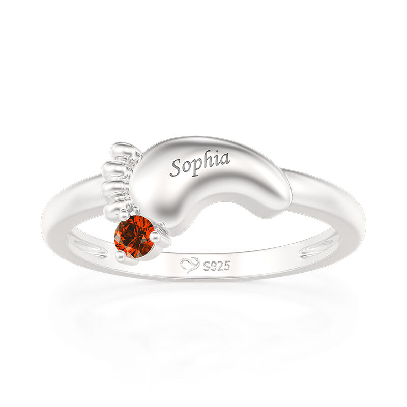 Jeulia Anillo Personalizado de Huella con Piedra Natal y Grabado