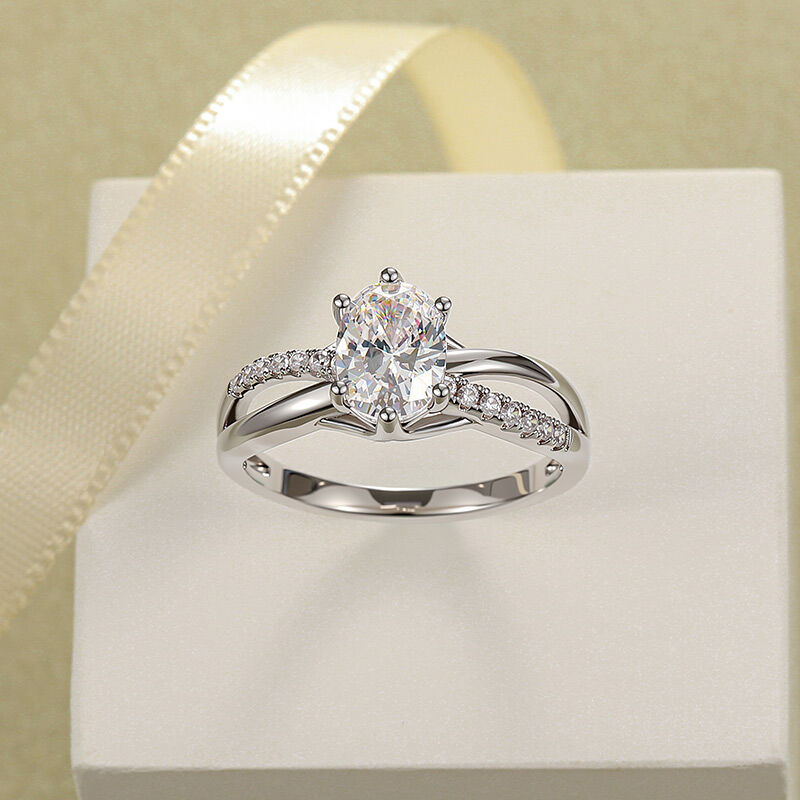 Jeulia Bague de Fiançailles Ovale Tordu Personnalisée en Argent Sterling