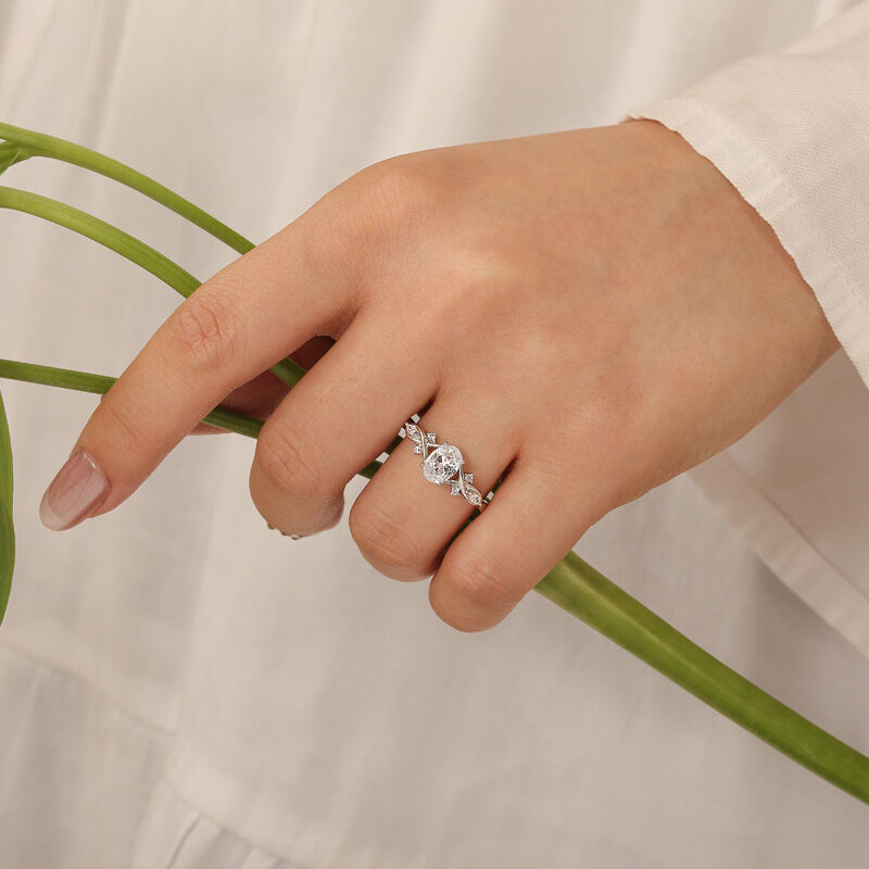 Jeulia Bague de Fiançailles Ovale Torcée en Or 10K/14K/18K et Platine