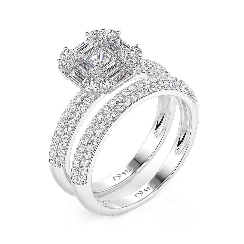 Jeulia Special Square Eternity Ring Set 2PCS