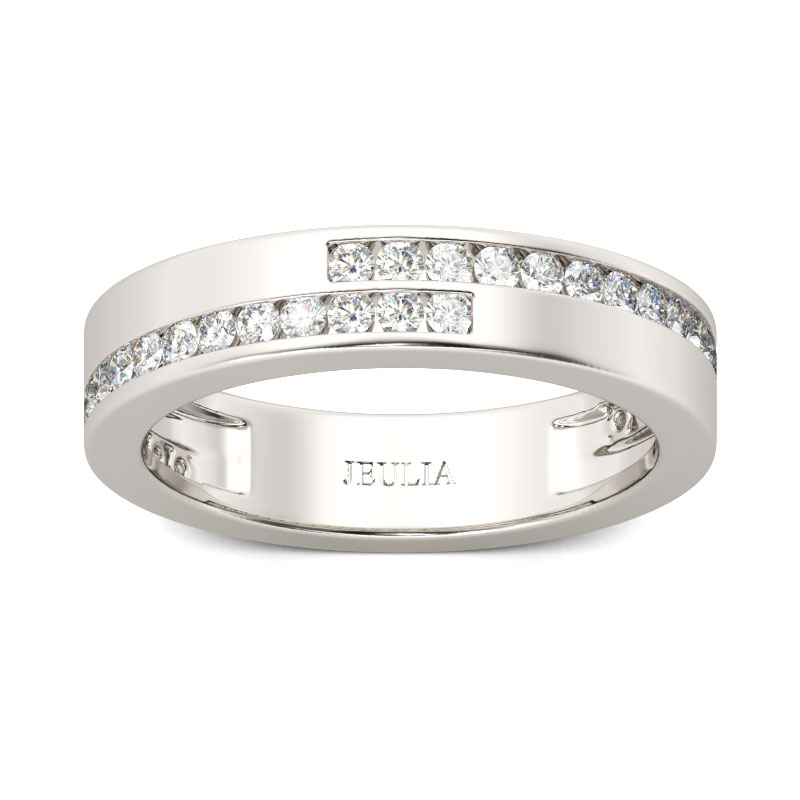Jeulia Simple Round Cut Sterling Silver Women's Band