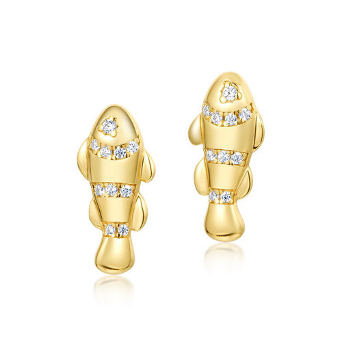Jeulia Fish Design Sterling Silver Stud Earrings