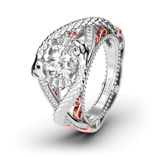 Jeulia Intertwined Snake Round Cut Sterling Silver Ring