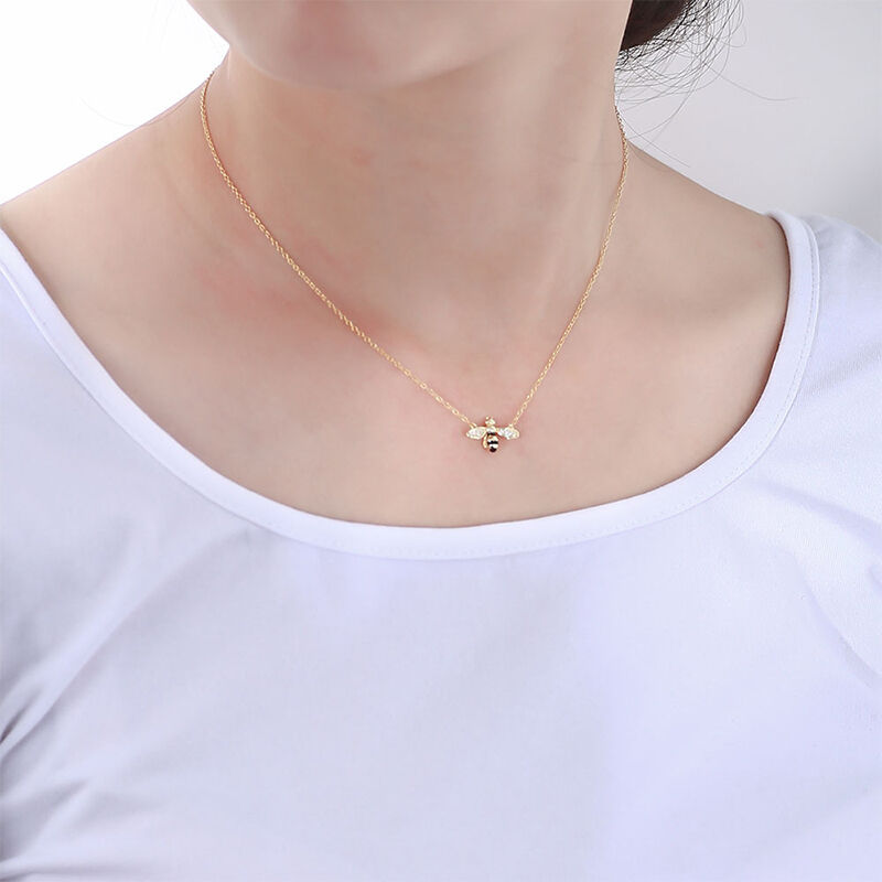 Jeulia Clever Bee Sterling Silver Necklace