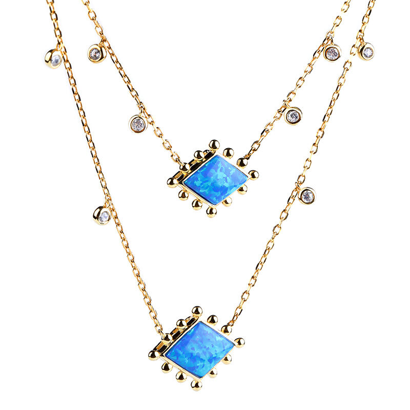 Jeulia Stardust Opal Double Layered Necklace