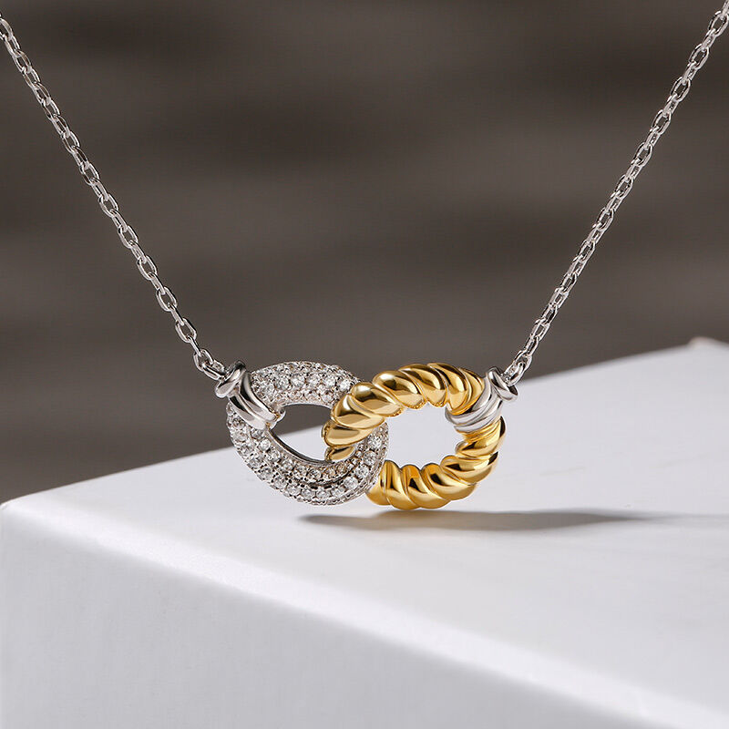 Jeulia Love Knot Design Sterling Silver Necklace