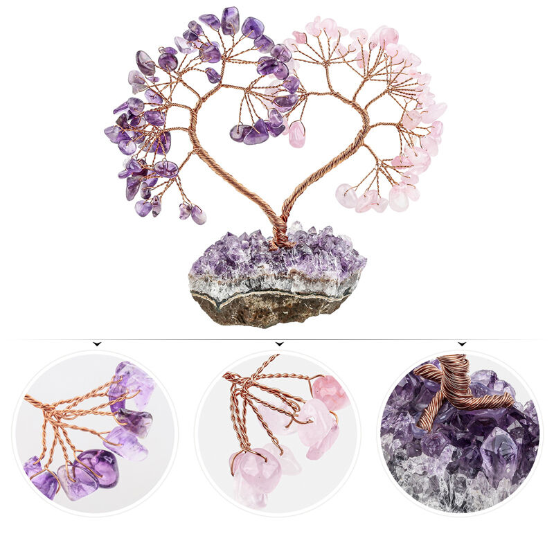جوليا "حب وتوازن" شجرة فنغ شوي الكريستال الطبيعي على شكل قلب
