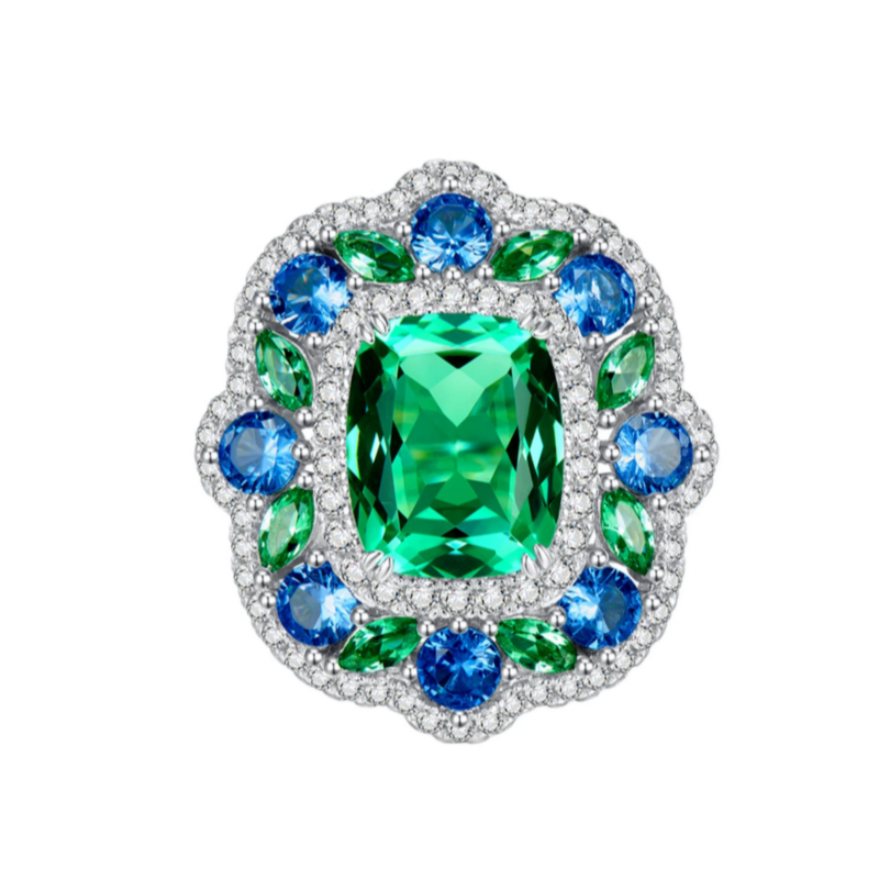 Jeulia "Monet's Garden" Vintage Emered Halo Adjustable Engagement Ring