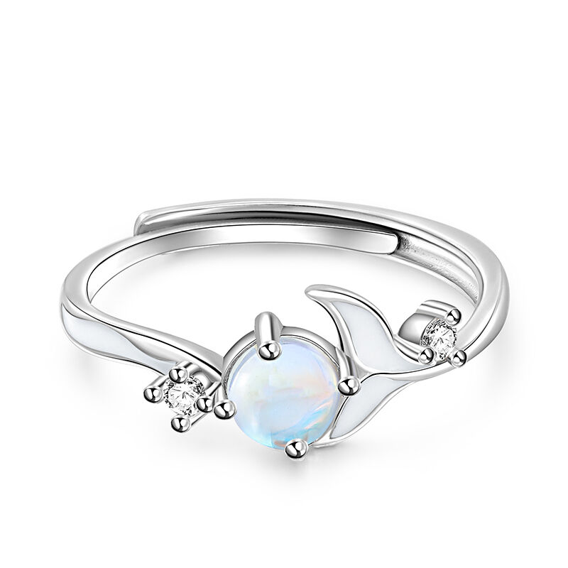 Jeulia Glowing Whale Tail Design Glazestone Adjustable Sterling Silver Ring