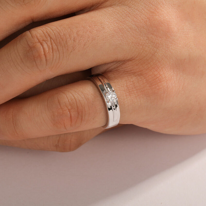 Jeulia Custom Bamboo Inspired Solitaire Engagement Ring for Men