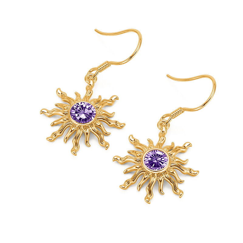Jeulia Pendientes de Moda de Oro con Piedra de Amatista Bohemia