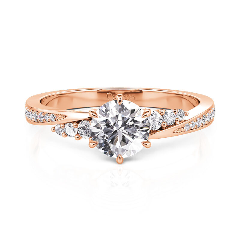 Jeulia Bague Promesse Design Twist Coupe Ronde Simple en Or Rose