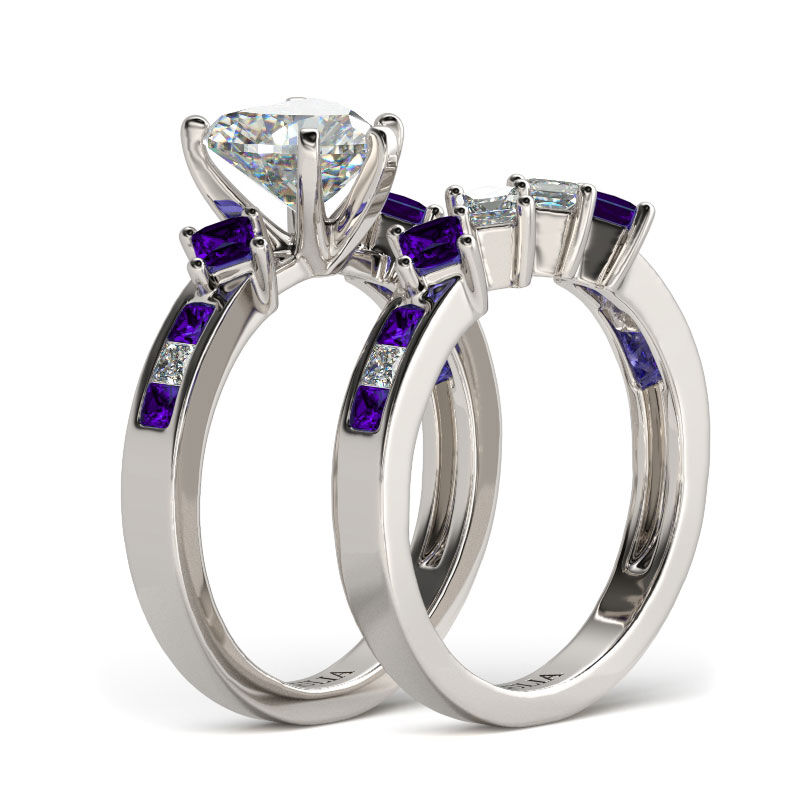 Conjunto De Anillos De Talla Cordiforme De Jeulia En Plata De Ley