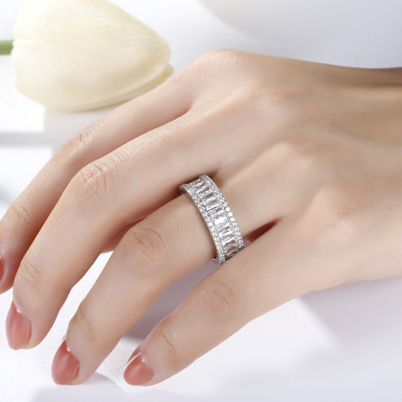 جوليا خاتم قطع مستطيل من الفضة الإسترليني النسائية