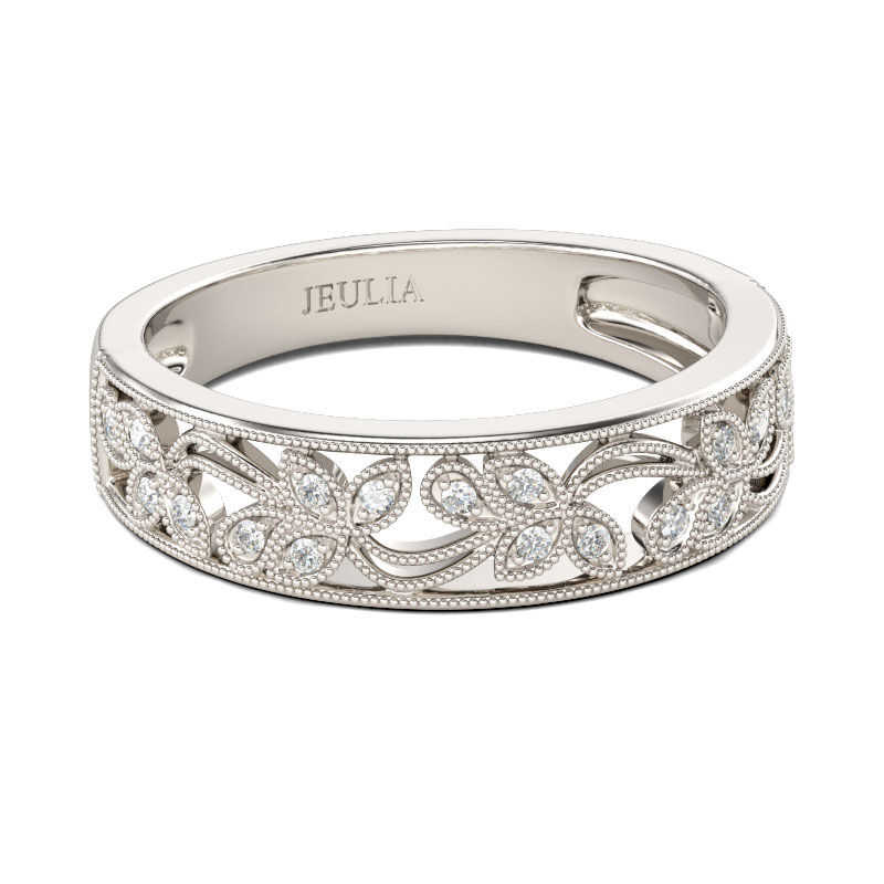 جوليا خاتم بقطع دائري من الفضة الإسترليني كلاسيكي النسائية على شكل مسنن