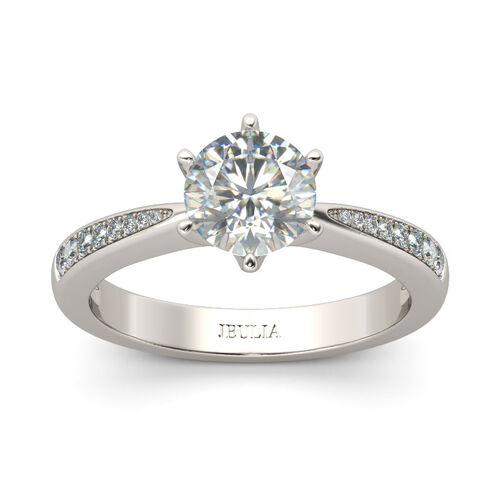 Jeulia Solitaire Round Cut Sterling Silver Ring - Jeulia Jewelry