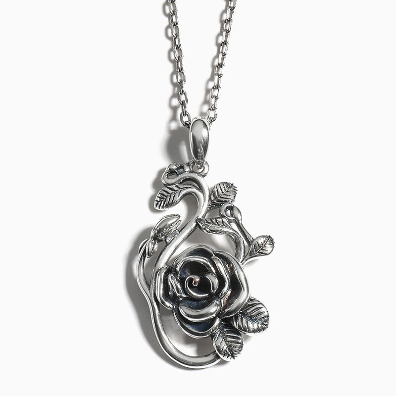 Jeulia "Rose" Flower Sterling Silver Necklace