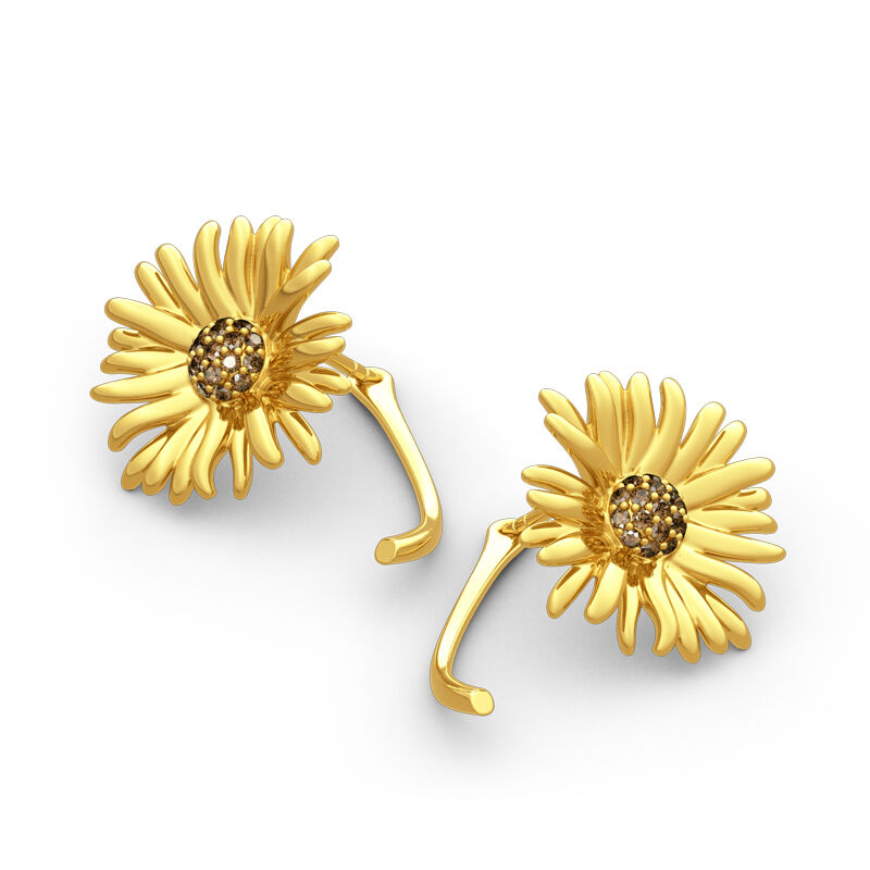 Jeulia "Sunflowers" Painting Inspired Sterling Silver Stud Earrings