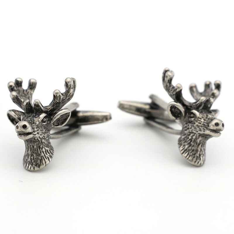Buck Deer Head Cufflinks For Men - Rustic Wildlife Cuff Links Gift For Hunters & Outdoorsmen