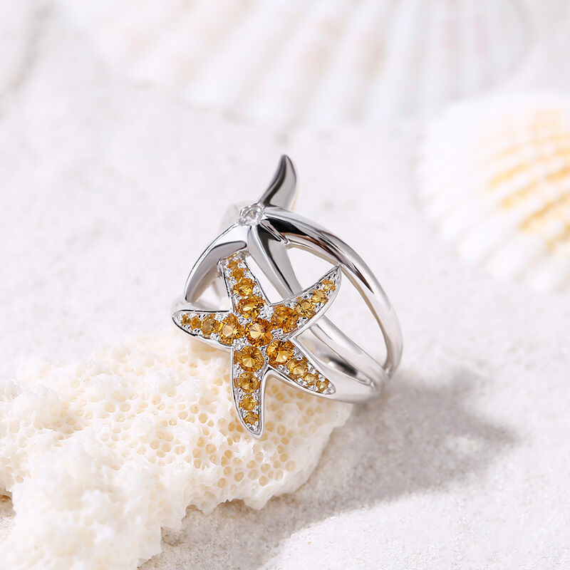 جوليا خاتم من الفضة الإسترليني بتصميم نجم البحر