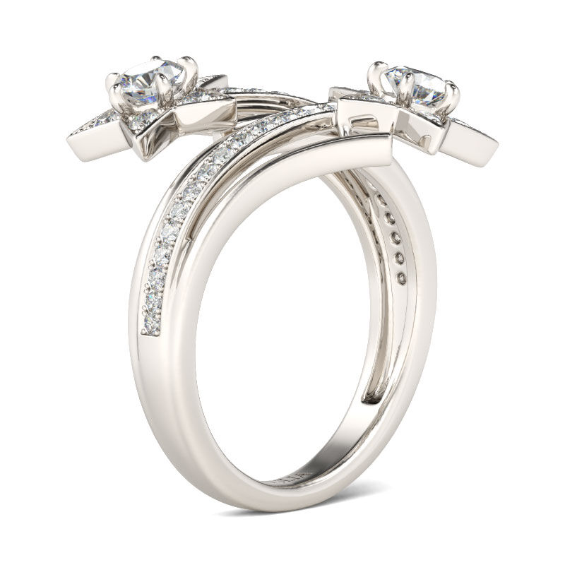 Jeulia Bypass Stern Design Rundschliff Sterling Silber Ring