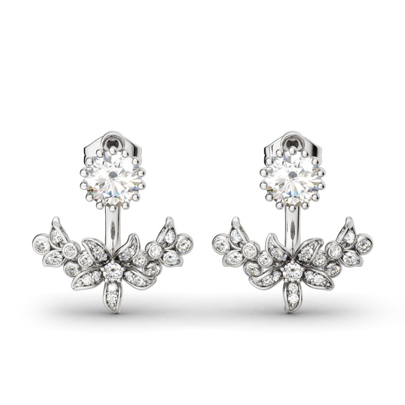 Jeulia Vintage Flower Sterling Silver Ear Jackets