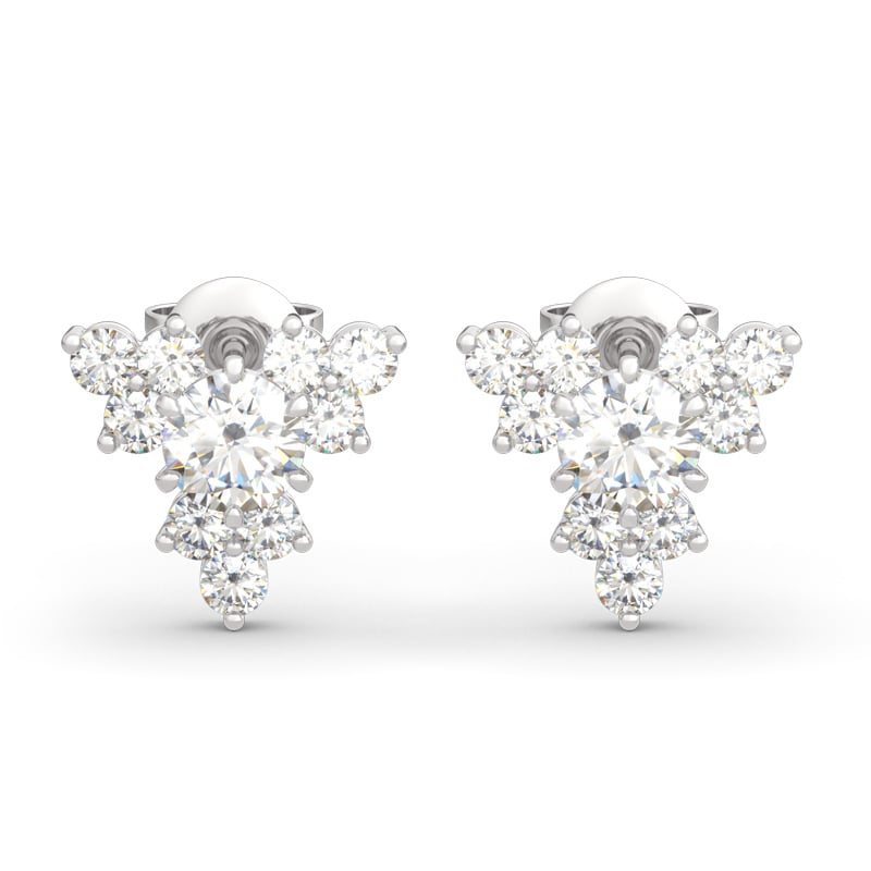 Jeulia Sparkling Cluster Round Cut Sterling Silver Earrings