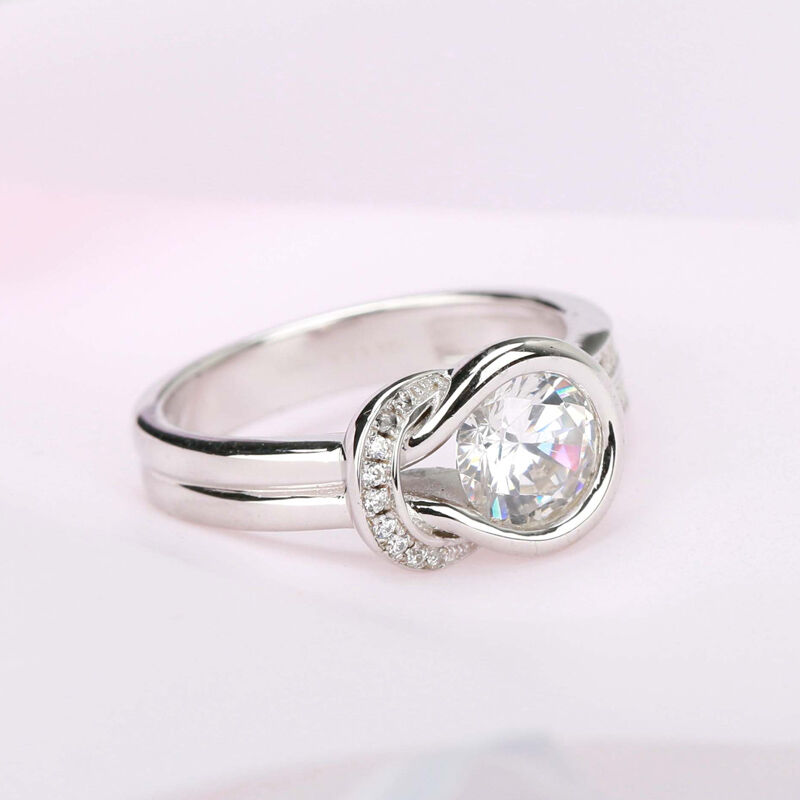 Jeulia Knot Round Cut Sterling Silver Ring
