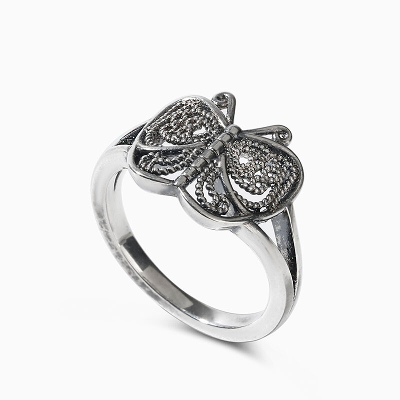 Jeulia "Filigree Butterfly" Sterling Silver Ring