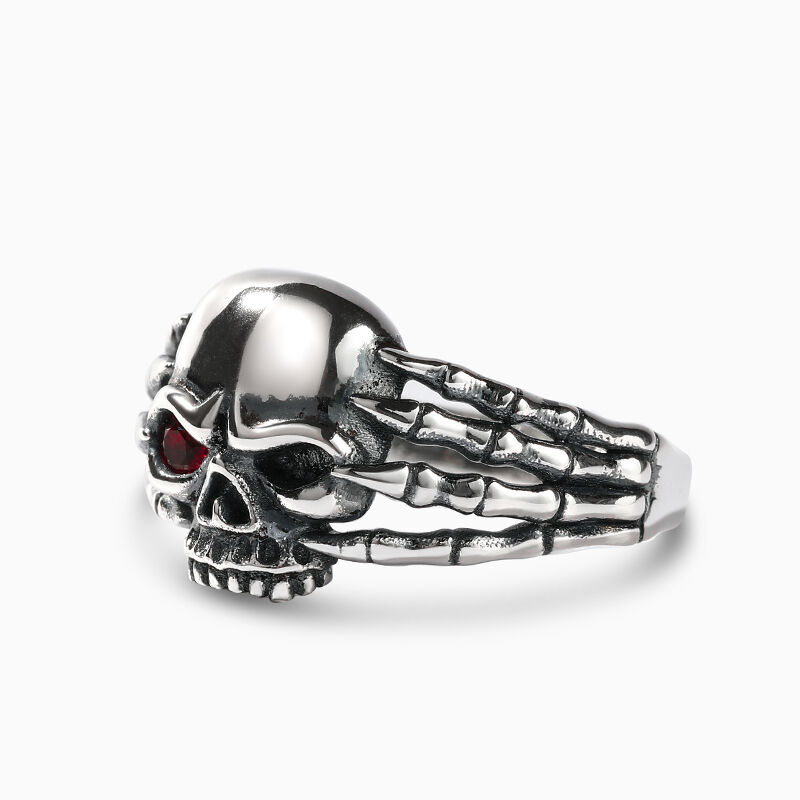 Jeulia "Demon Eye" Skull Skeleton Sterling Silver Ring