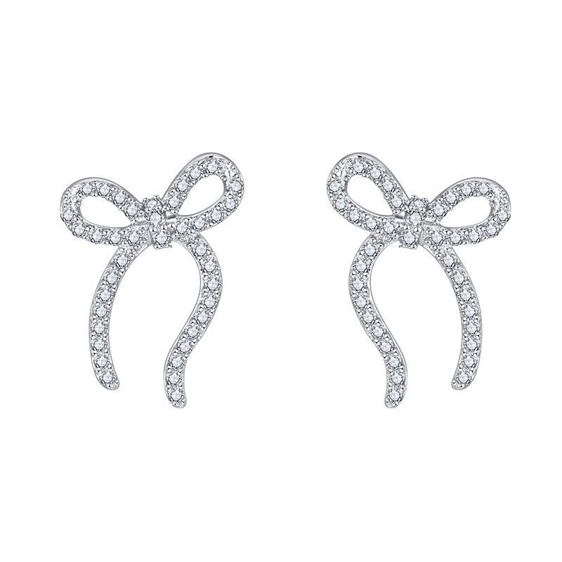 Jeulia Bowknot Design Sterling Silver Stud Earrings