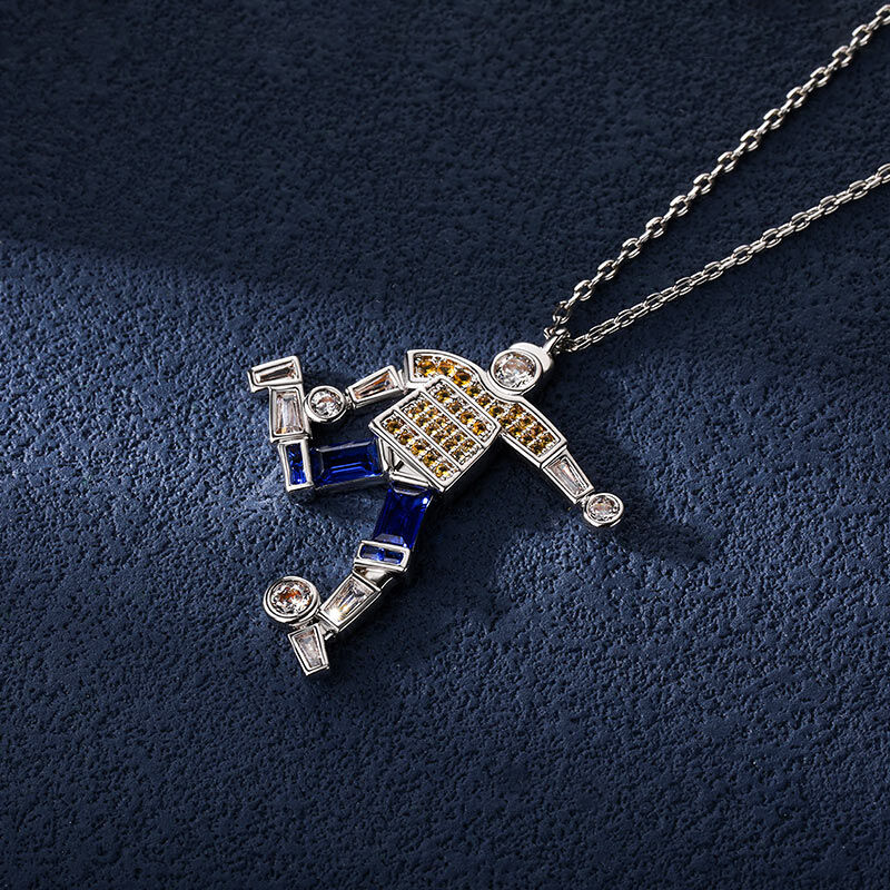Jeulia "Score A Goal" Football  Athlete Design Sterling Silver Necklace