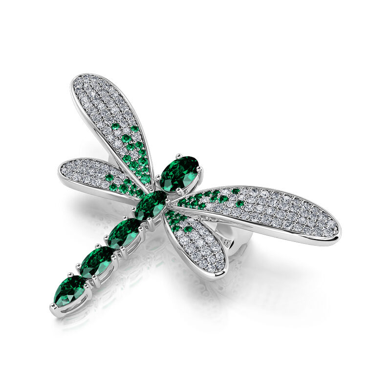 Jeulia "Nature's Wonder" Dragonfly Design Sterling Silver Brooch
