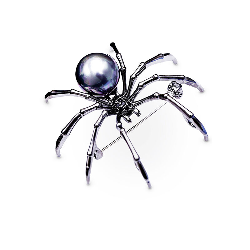 Jeulia Broche Motif araignée Noir Perle Cuivre