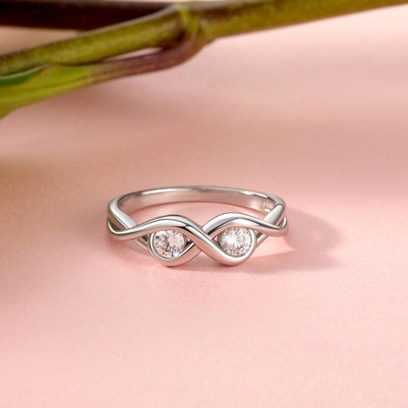 Jeulia Custom Infinity Two Stone Promise Ring Sterling Silver