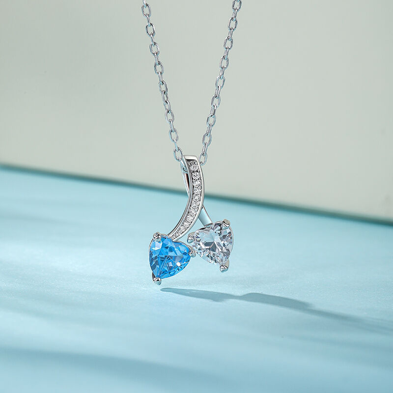 Jeulia "Entwined Hearts" Custom Heart Necklace Two Stone Twist