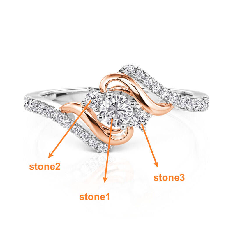 Jeulia Amore Custom Wave Engagement Ring with Three Birthstones