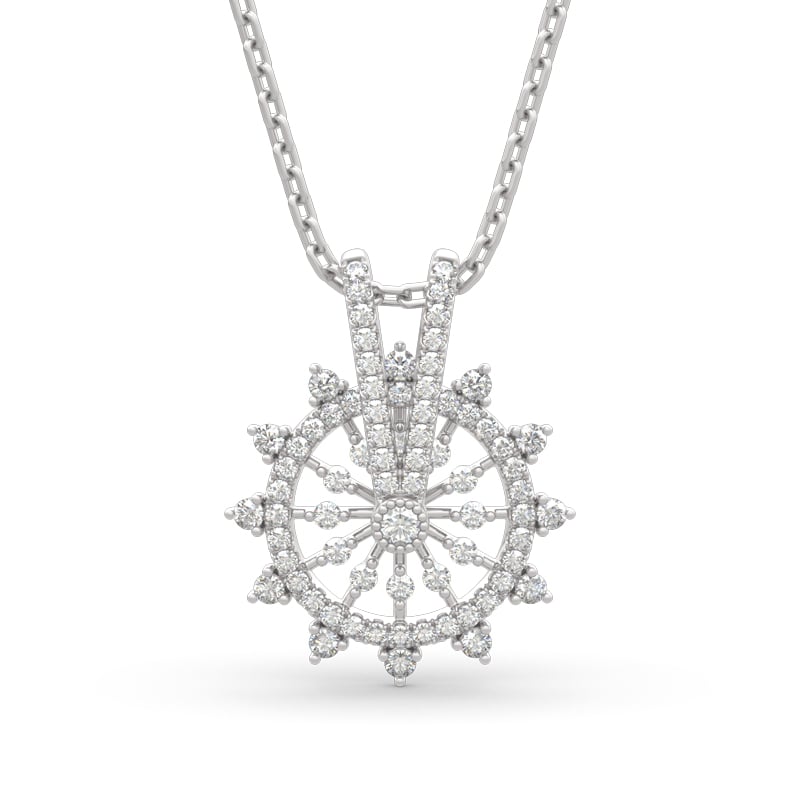Jeulia "Ferris Wheel" Round Cut Sterling Silver Necklace