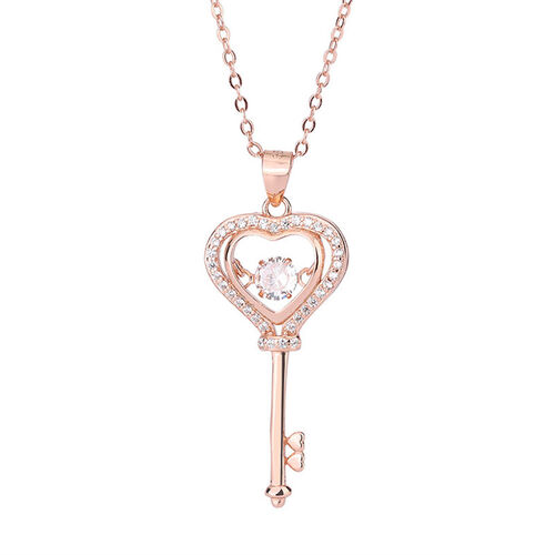 Jeulia Heart Key Sterling Silver Necklace
