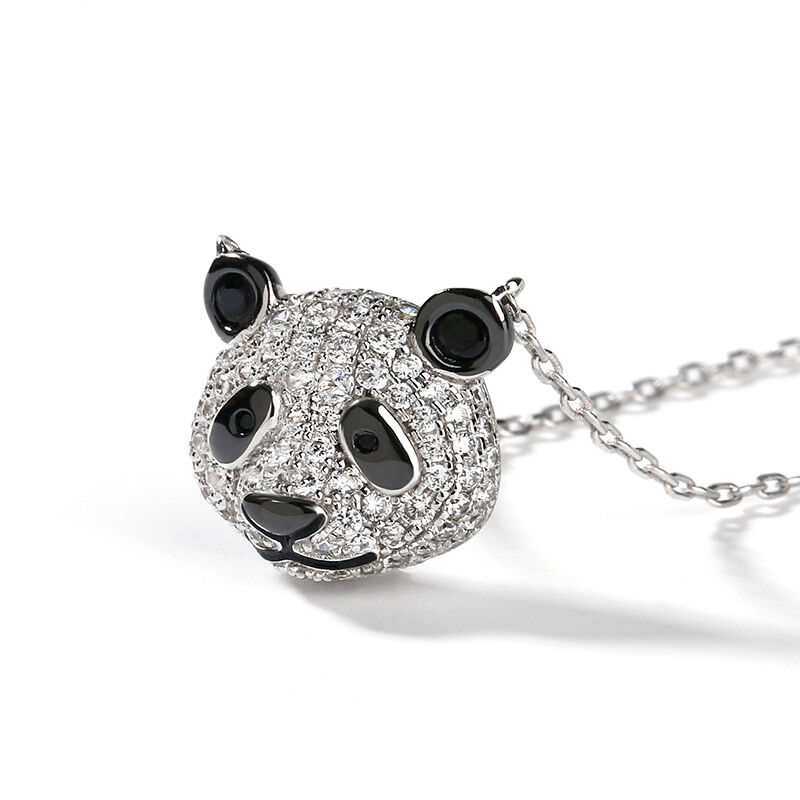 Jeulia "Be Calm and Steady" Cute Panda Sterling Silver Necklace