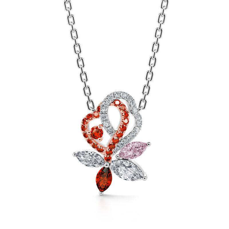 Jeulia "Soulmate" Double Heart Sterling Silver Necklace