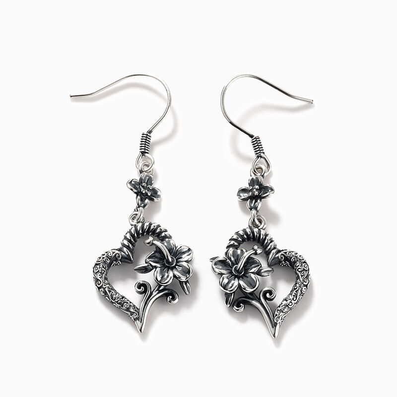 Jeulia "Hibiscus Bloom" Heart Sterling Silver Earrings