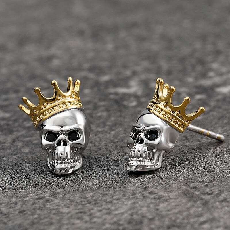 Jeulia "Skull King" Crown Sterling Silver Earrings