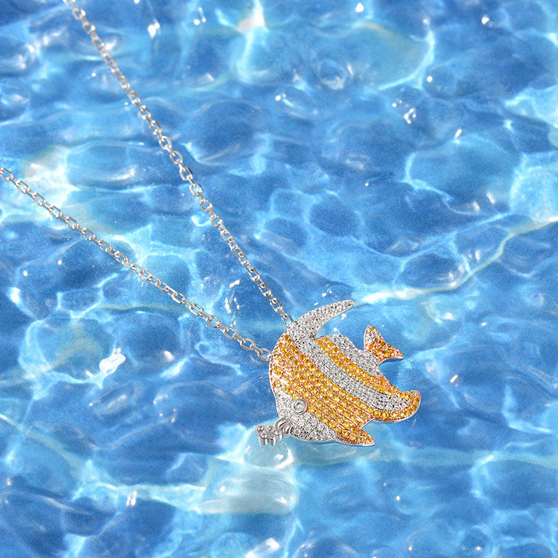 Jeulia "Lively Fish" Sterling Silver Necklace