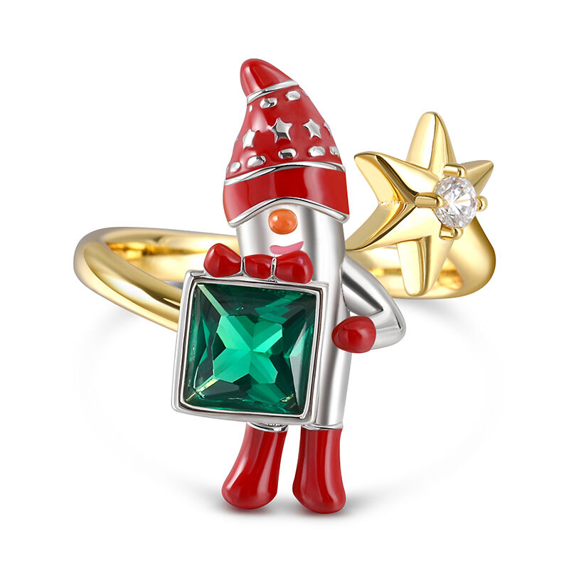 Jeulia "Dear Santa" Christmas Cute Cartoon Santa Claus Sterling Silver Ring