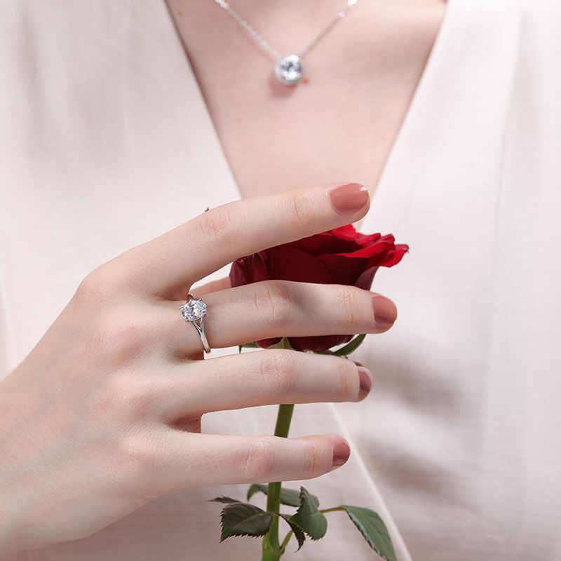 Jeulia Bague de Fiançailles 10K/14K/18K Or Platine Moissanite Solitaire Coupe Ovale Mariage