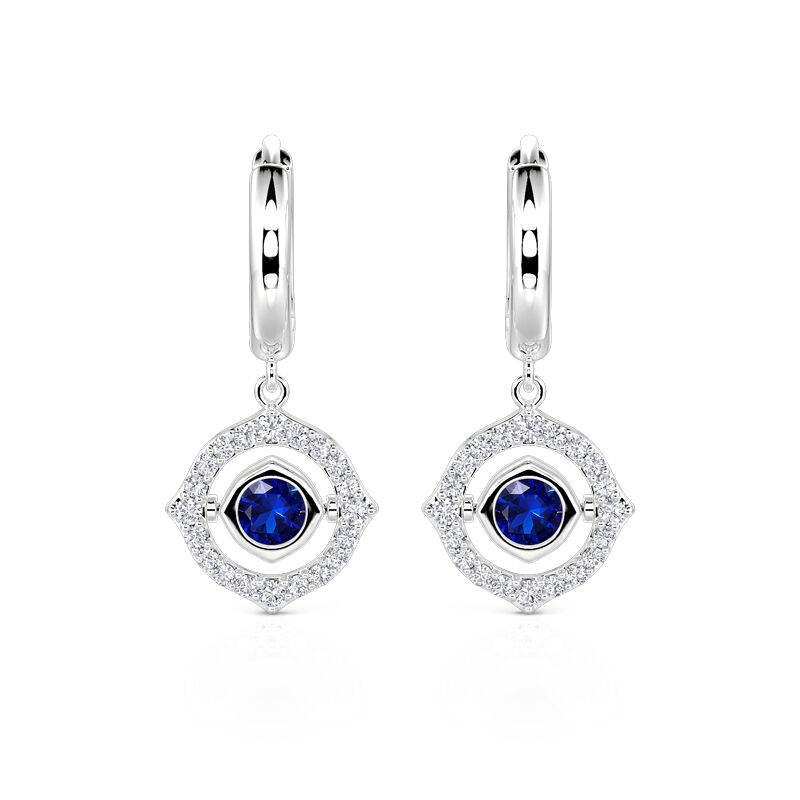 Jeulia Pendientes de Aro Contorno con Montura Halo y Piedra de Nacimiento Personalizada