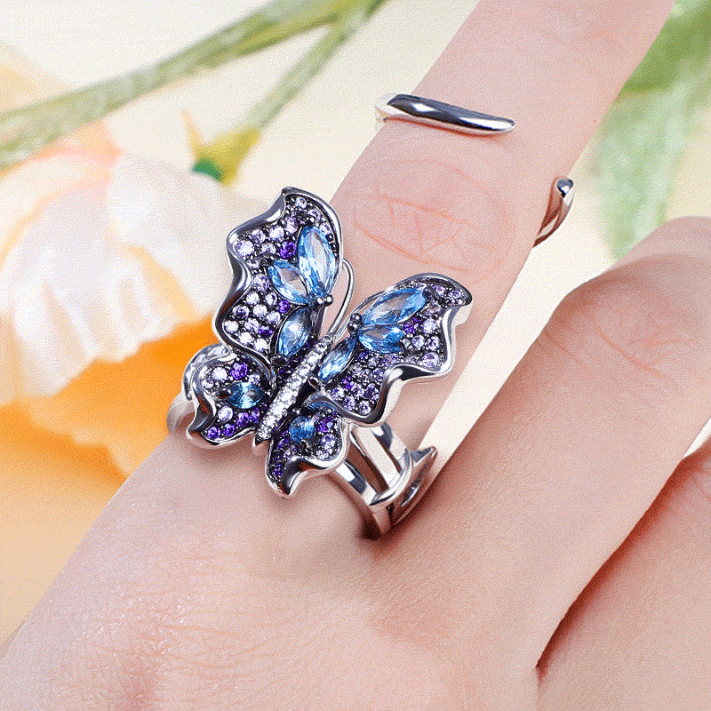 Jeulia "Flying Butterfly" Movable Sterling Silver Works of Art of Precious Metal